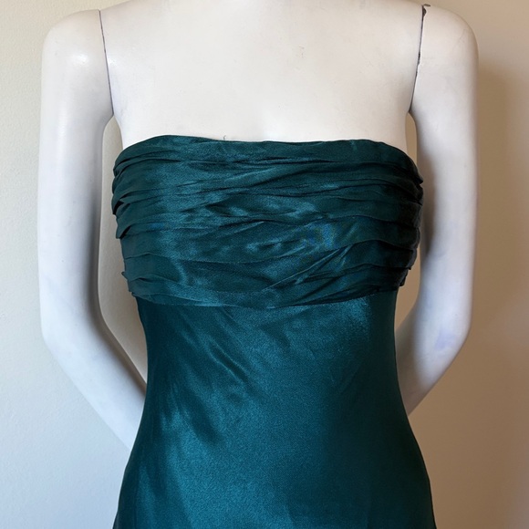 Hello Molly Seraphina Strapless Satin Maxi Dress Teal Size S New With Tag - Picture 7 of 15